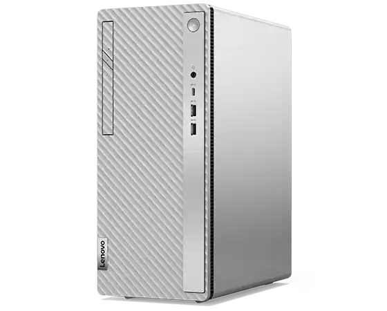 Side-facing Lenovo IdeaCentre 5i Gen 8 (Intel) family desktop tower, showing front ports & right-hand panel