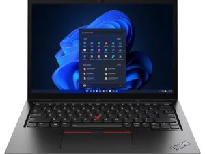 Front-side of Lenovo Thinkpad L13 Yoga Gen4 showcasing Windows 11 Pro on screen.