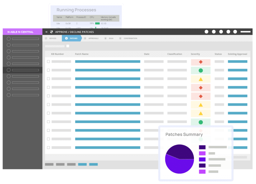 Screenshot of a patch management interface showing a list of patches