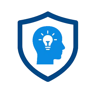 Security awareness training concept showing a person working on a laptop with cybersecurity graphics and educational elements in the background.