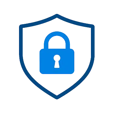 Shield icon with a padlock in the center, symbolizing data security protection.