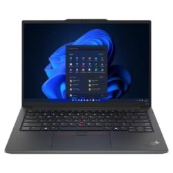 ThinkPad E14 Gen 6 (14" AMD) laptop — front view, lid open, Windows menu on the display
